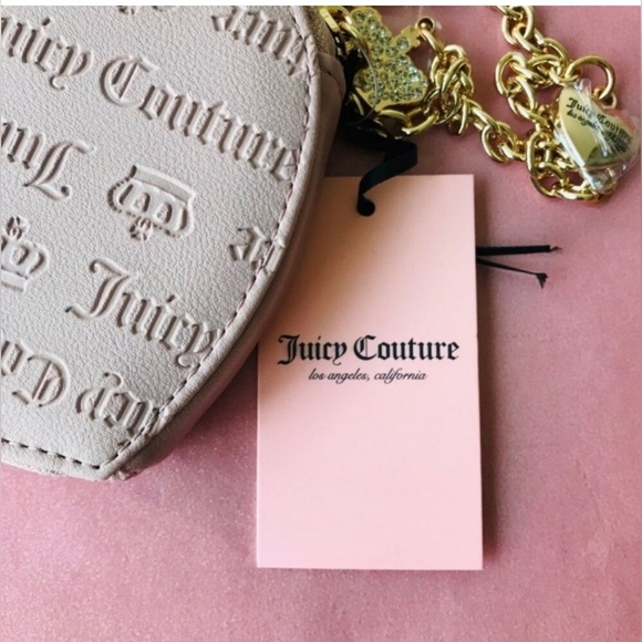 ❌SALE❌Juicy Couture Not Your Babe Heart Zip Around Wallet Charm Chain Wristlet. - Picture 4 of 6